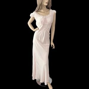 1940s Vintage‎ Pink Rayon Maxi Nightgown - Coquette Goddess Glow Size L